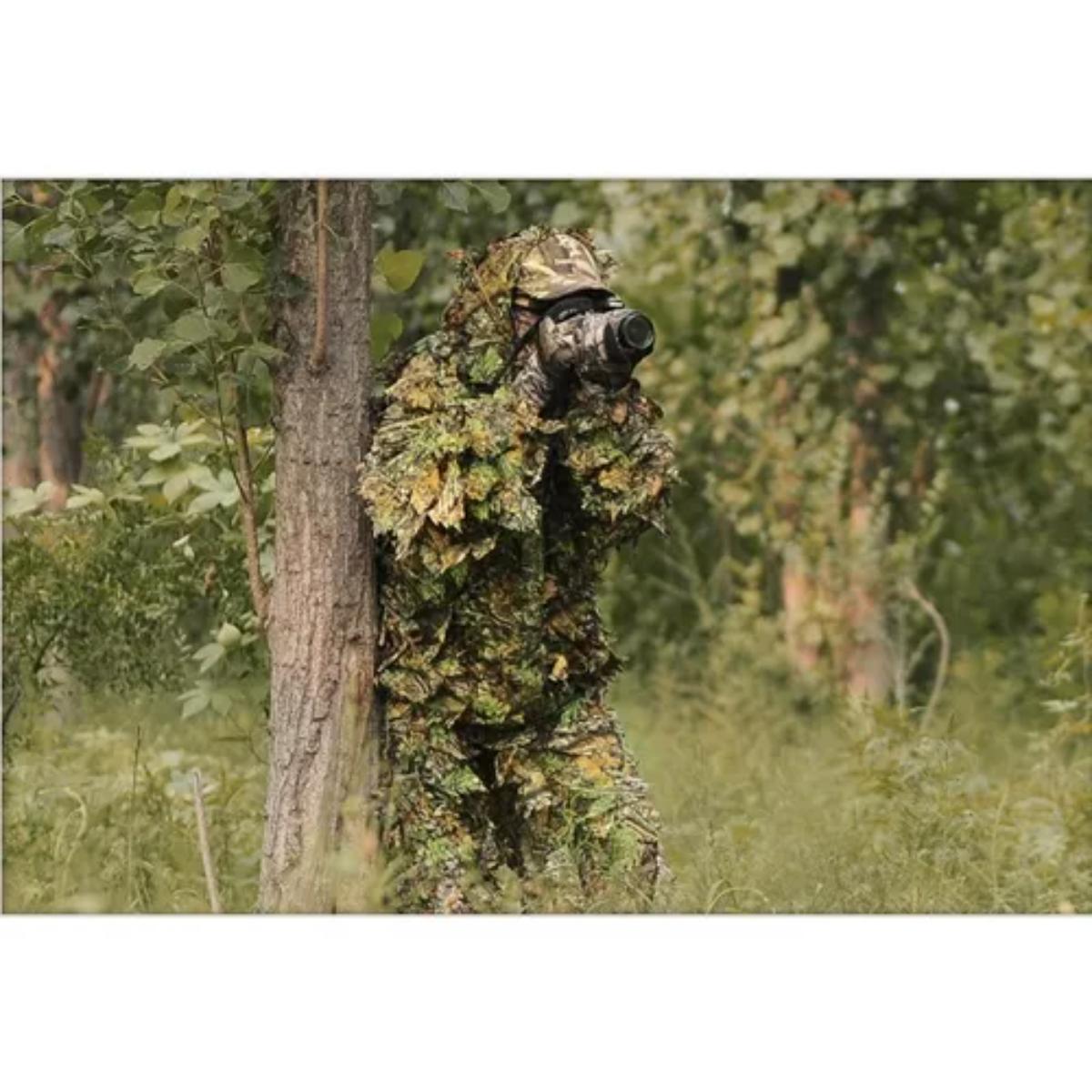 Roupa De Caça Ghillie Camuflada Folhas 3d Airsoft