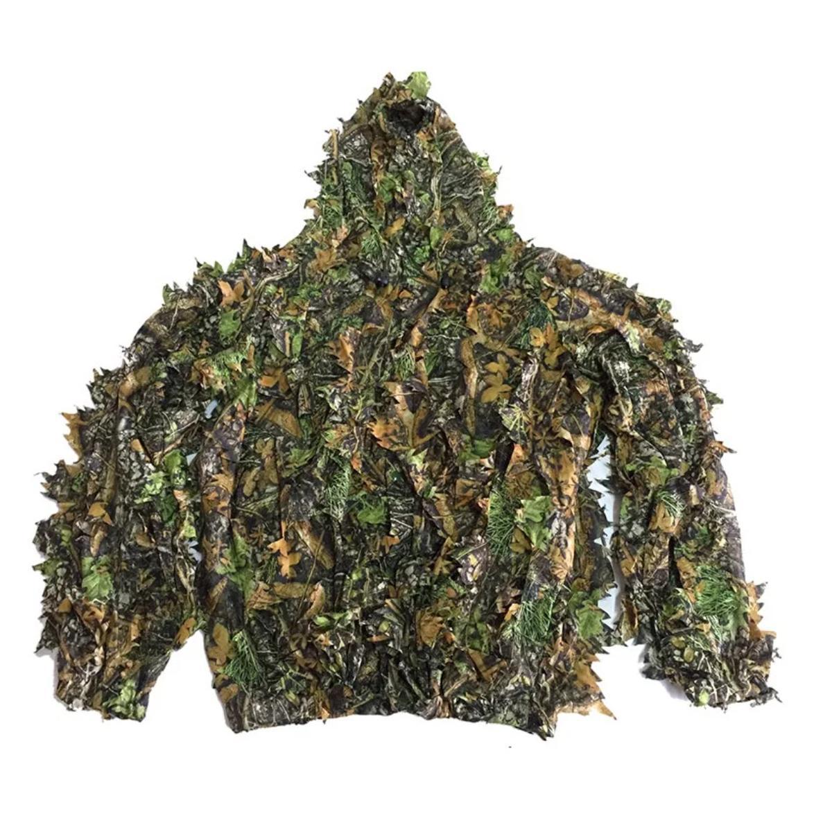 Roupa De Caça Ghillie Camuflada Folhas 3d Airsoft