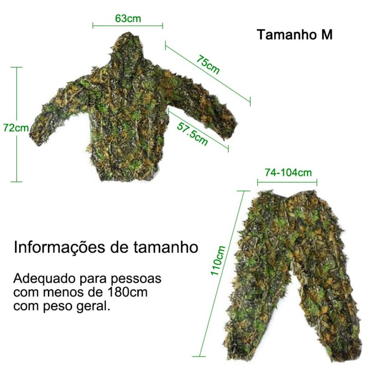 Roupa De Caça Ghillie Camuflada Folhas 3d Airsoft