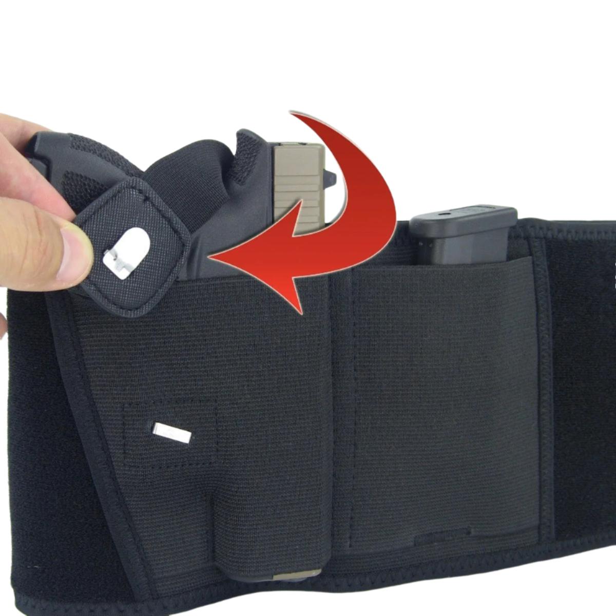 Coldre Clip Metal Cinta Barriga Abdomem 115cm Arma Pistola Revolver Tático
