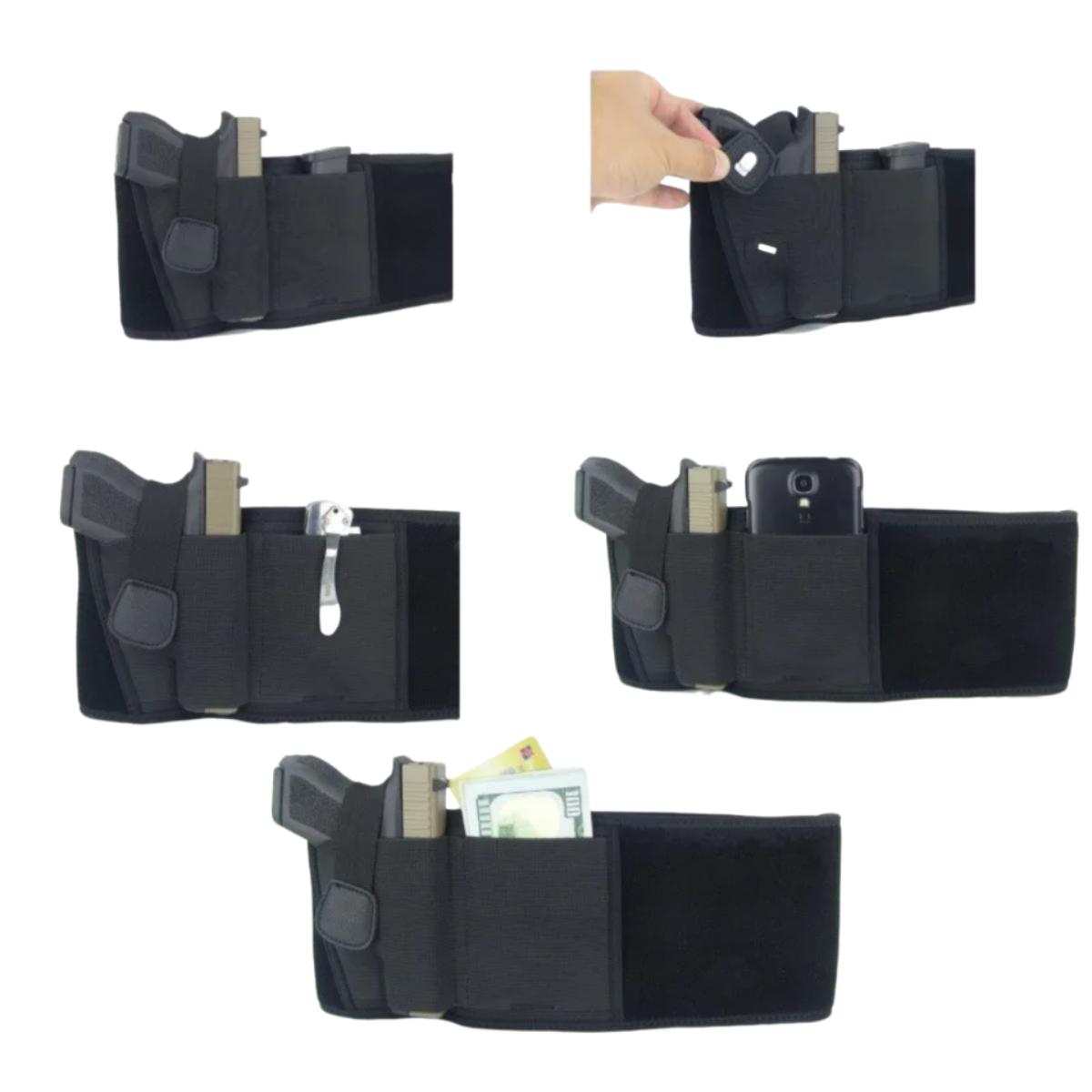 Coldre Clip Metal Cinta Barriga Abdomem 115cm Arma Pistola Revolver Tático